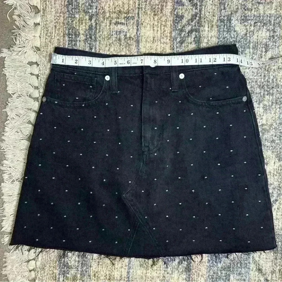 Madewell Rigid Denim A-Line Mini Skirt: Metallic Dots Edition Size 25 - Picture 13 of 15